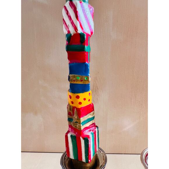 Vintage Giftco Set of 2 Holiday Teddy Bear Taper Candles Stacked Presents  NIB - Picture 5 of 16